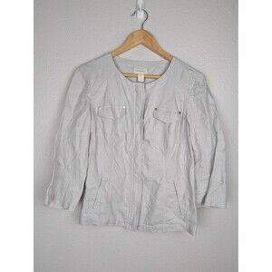 Chicos Gray Metallic Linen Jacket Womens‎ Small